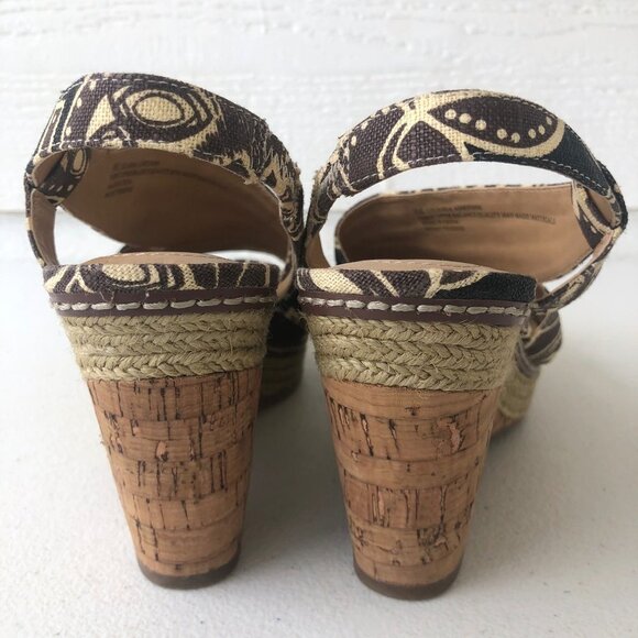 Naturalizer N5 Comfort Lulianna Coated Linen Slingback Cork Wedge Size 9M - Picture 4 of 15